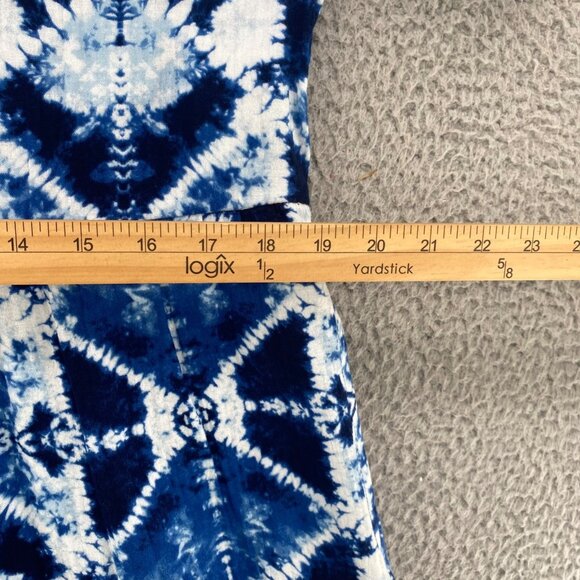 Chicos Dress Womens 1 US Medium Blue Printed Tiered Short Sleeve Notched Neck - Picture 10 of 12